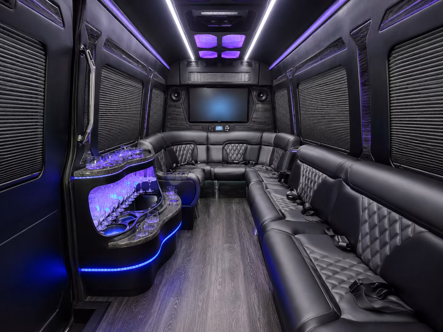 troy 30 passenger party bus interior
